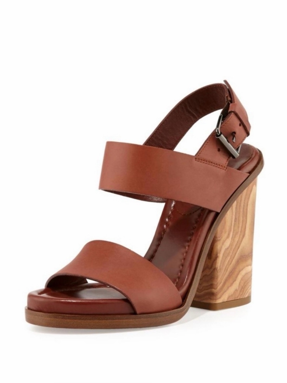 Vince Women’s Brown Leather Block Heel Sandals 39
